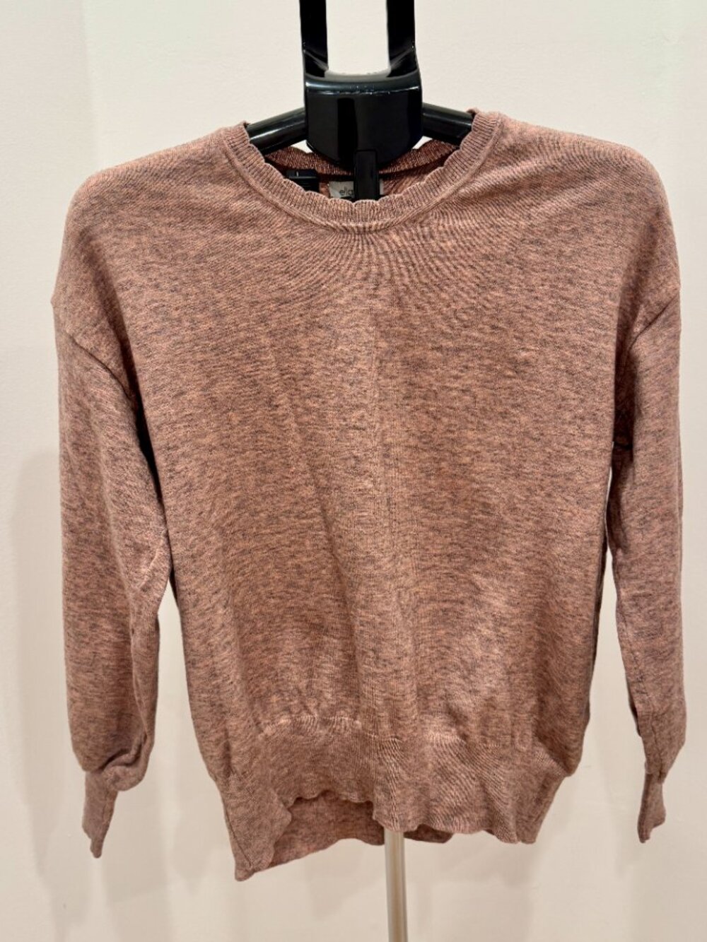 Ella Moss Maggie Puff Long Sleeve Crewneck Sweater Mauve Pink Space Dye Large - Picture 4 of 12
